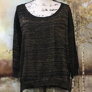 NWT DKNY Jeans Gorgeous Black & Shimmery Gold Top